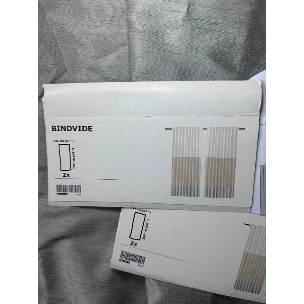 New IKEA BINDVIDE 4 Curtain Panels Tri-Color 57x98 Discontinued‎ 2 Sets